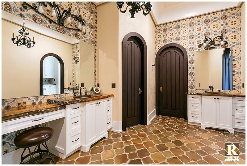 Spa bathroom with clay tile